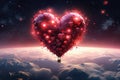 A heart-shaped balloon floats peacefully in the sky, capturing the joy of love and celebration,